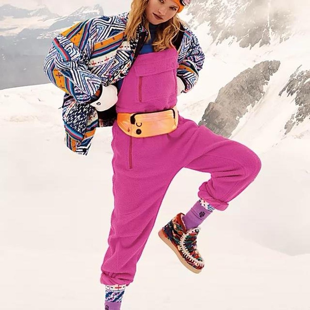 NWT Free People Hit the Slopes Salopette Pink Small